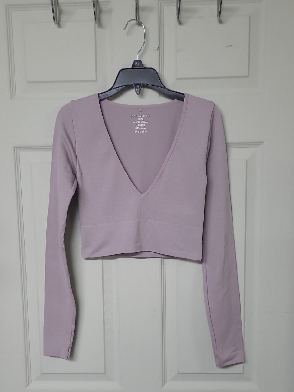 Dynamite Women’s Lavender Cropped Long Sleeve Ribbed Top Stretch XS Like New - Picture 1 of 9